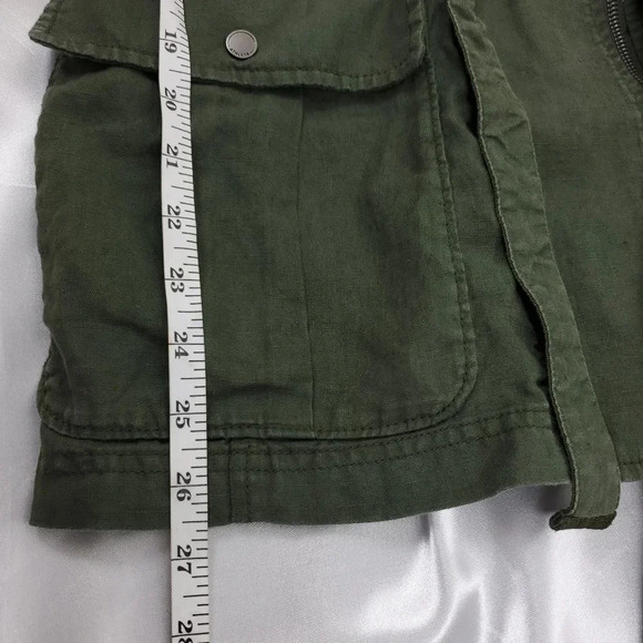 Athleta Wanderabout 100% linen olive green utility tunic vest xs zip-up top xs - Picture 8 of 14